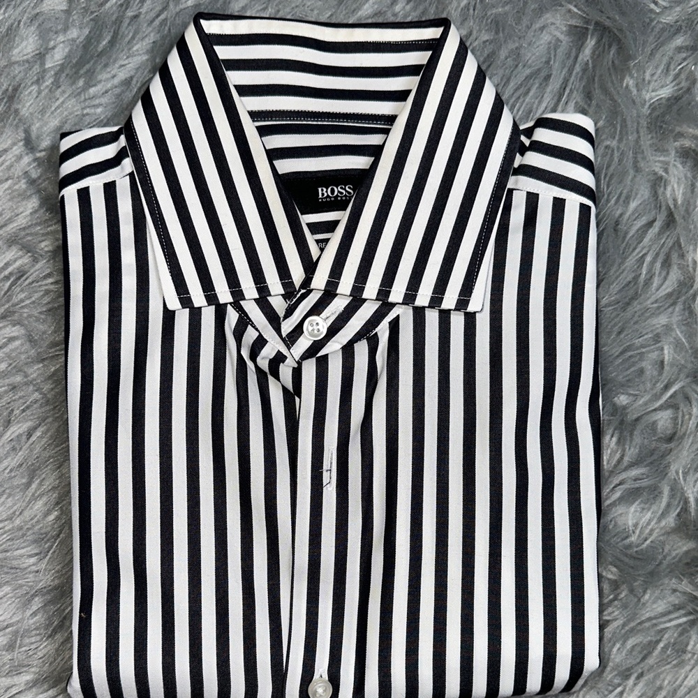Boss Monochrome Striped Dress Shirt